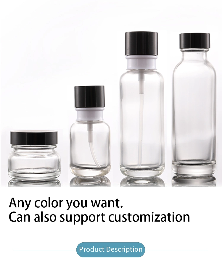 Refillable Airless Glass Lotion Bottle Cosmetic Containers Packing 50ml 110ml 130ml Clear Glass Cosmetic Bottles