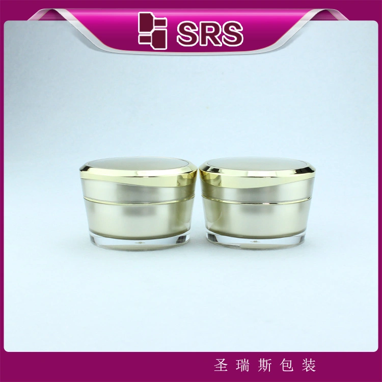 SRS Empty Gold Cosmetics 50ml Plastic Cream Jars with Lid