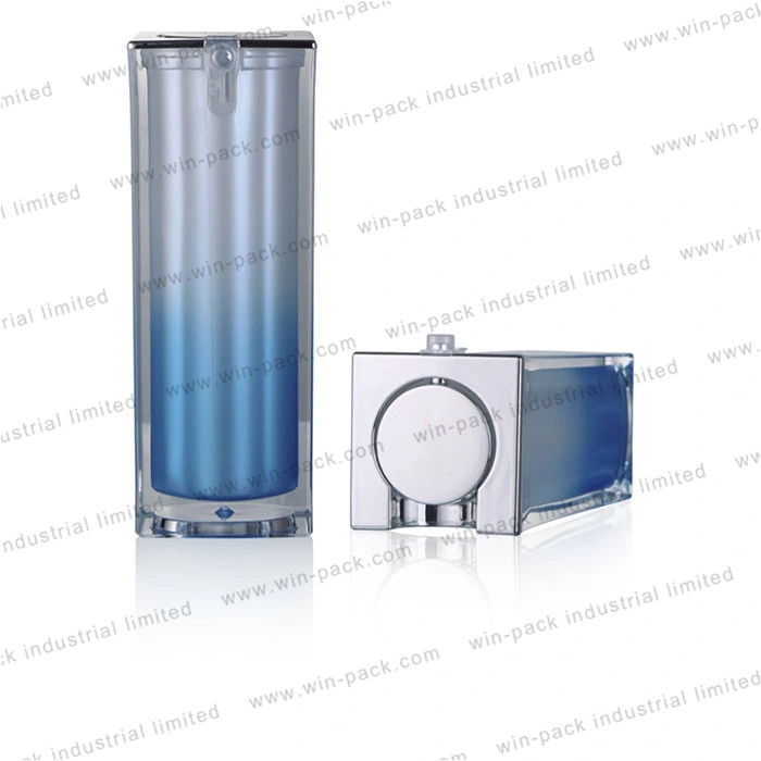 15ml 30ml 40ml 50ml 80ml 100ml Square Shape Gradient Blue Color Plastic Airless Pump Foundation Bottle
