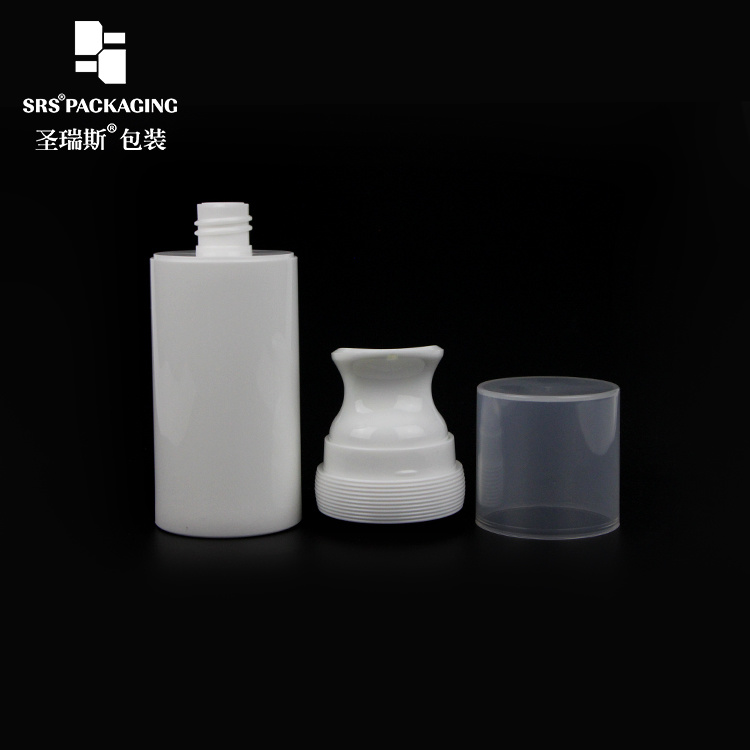 SRS Wholesale Hot Sale Classical Large Volume Recycled White Cosmetic Packaging 80ml 100ml Airless Pump Bottle