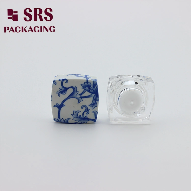 SRS Wholesale Square Acrylic Printed Cosmetic Jars 10g