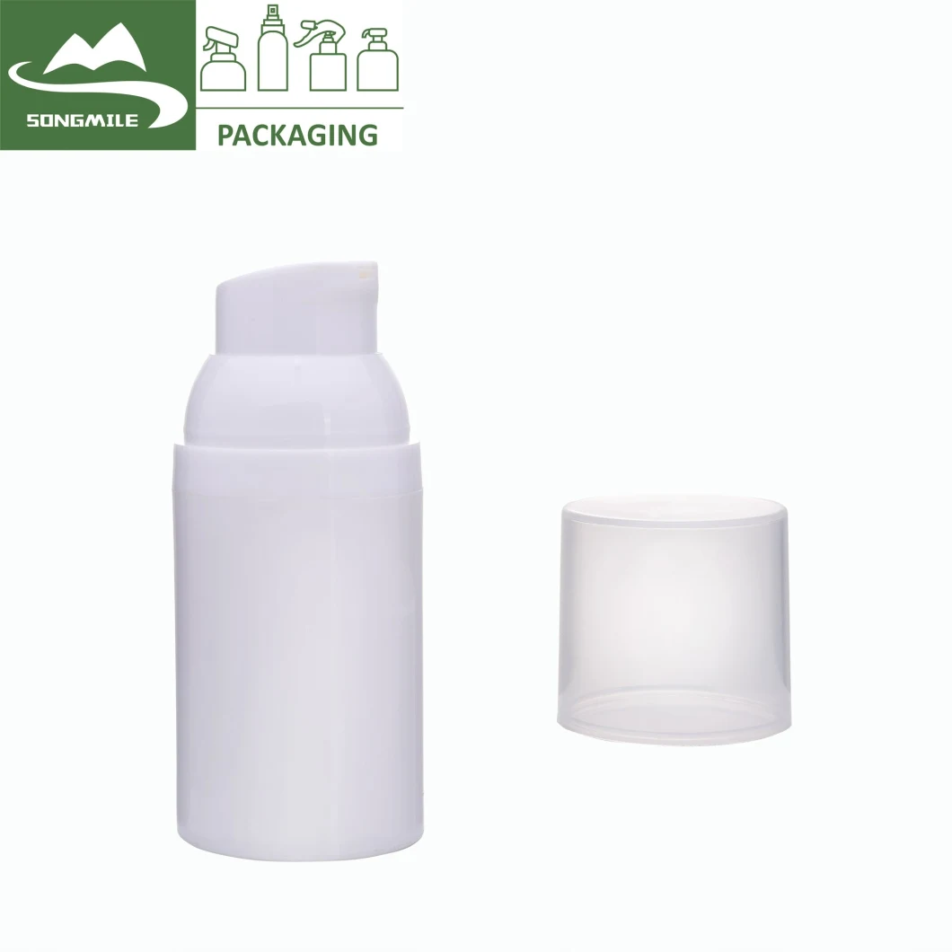 Hot Sale Round Plastic Airless Lotion Bottle Clear Twist up Pump Bottle 15ml 30ml 50ml