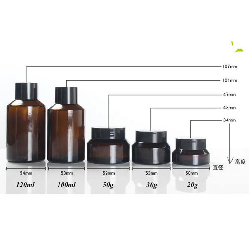 Wholesale 0.67oz/1oz/1.67oz Obblique Shoulder Amber Glass Face Cream Jars