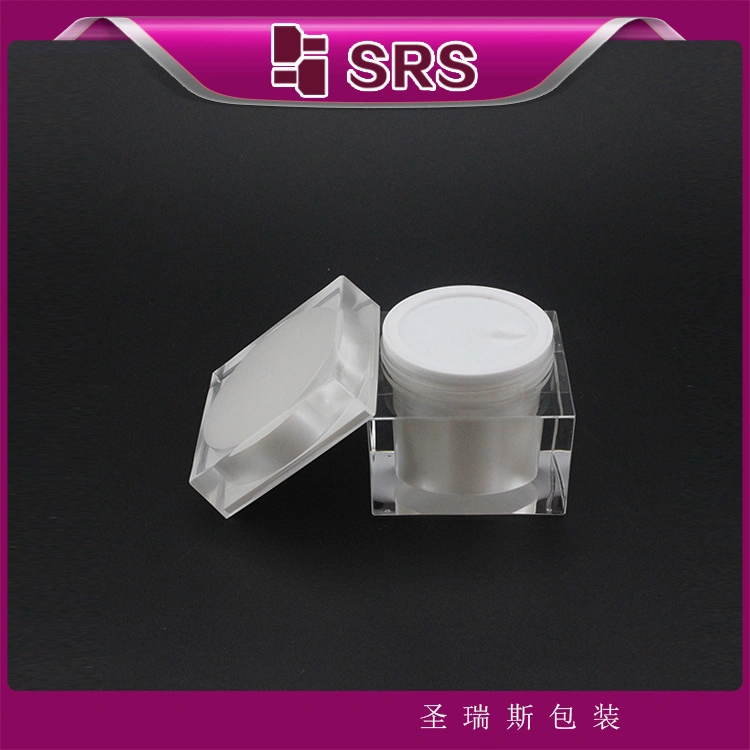 Empty Cosmetic Packaging Square White Cosmetic Plastic Jar 30g