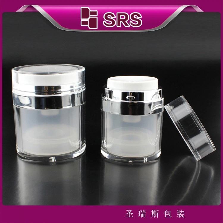 SRS Cosmetic Clear Color Empty 50ml Airless Pump Jar
