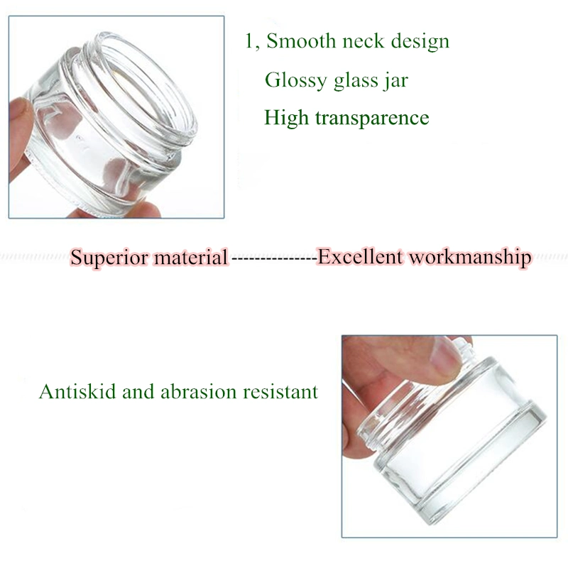 Clear Glass Container 30g 50g Face Cream Jar with Gold Silver Black Caps for Glass Jar