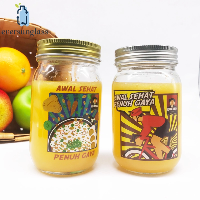 Nice Customized Painted Mason Jar Embossed Glass Mason Jar Honey Jar