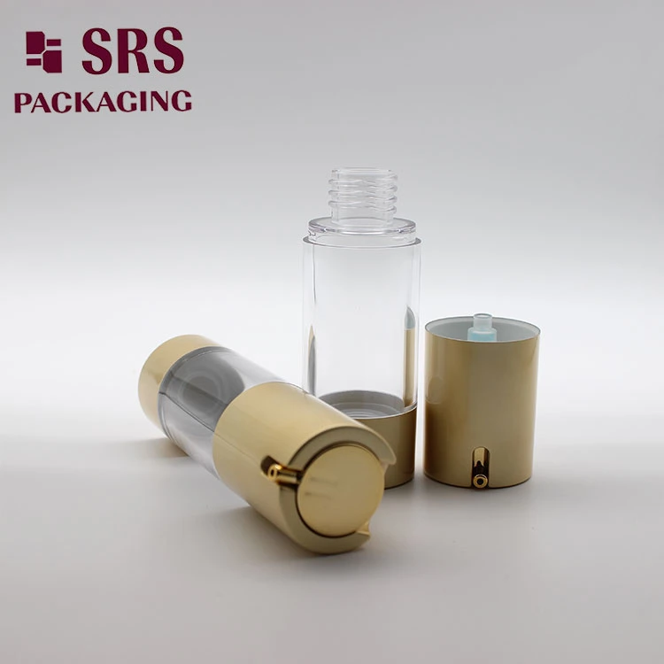 SRS Empty Matt Gold Color 30ml Airless Pump Bottle Cosmetics