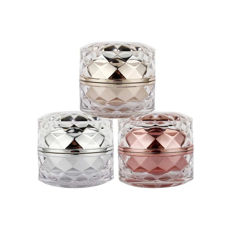 Popular Diamonds Cream Plastic Acrylic Jars Cosmetics Luxury Cosmetic Jar
