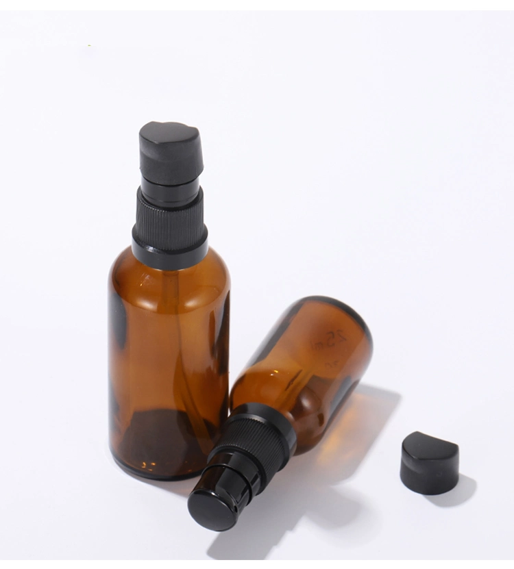 High End Quality 30ml 50ml Brown Amber Airless Pump Bottle Cosmetic Spray Pump Bottle for Skincare