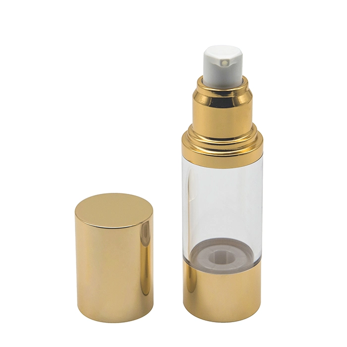 Care Cosmetic Gold Airless Pump Bottle with Silk Printing