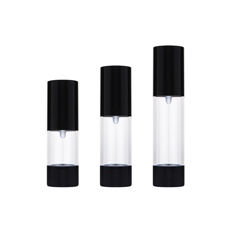 Black Round 15ml 30ml 50ml Cosmetic Vacuum Airless Spray Pump Bottle