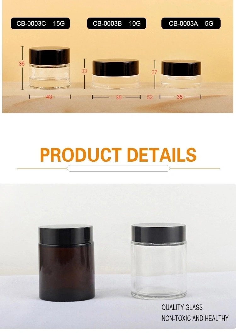 Luxury 10g Facial Clear Glass Cosmetic Packaging Cream Jars