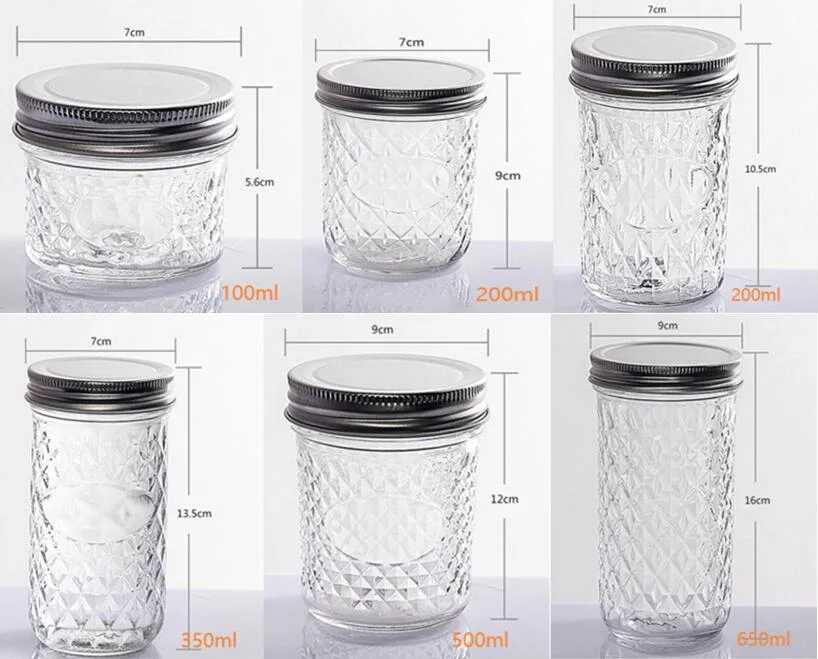 4oz 120ml Diamond Shaped Glass Jars Wide Mouth Mason Jar Glass Canning Jars with Seal Lids