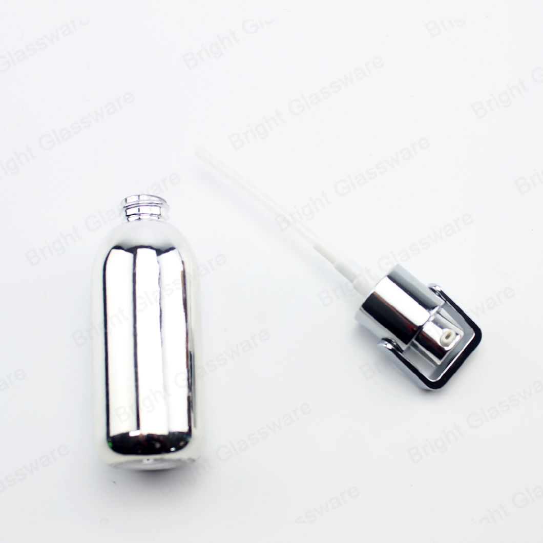 Cosmetic Packaging Silver Spray Pump Round Skincare Airless Pump Glass Bottle