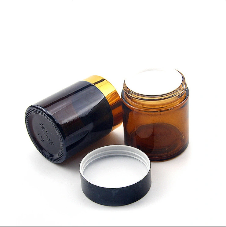 100ml Amber Face Cream Cosmetic Packaging Glass Jar with Lid