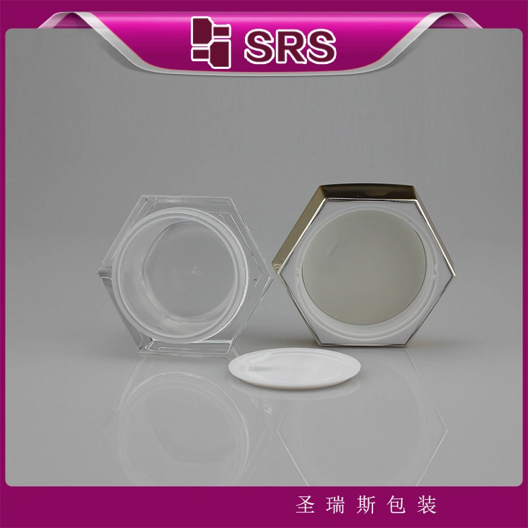 Acrylic Luxury Hexagon Face Cream Jars with Lid