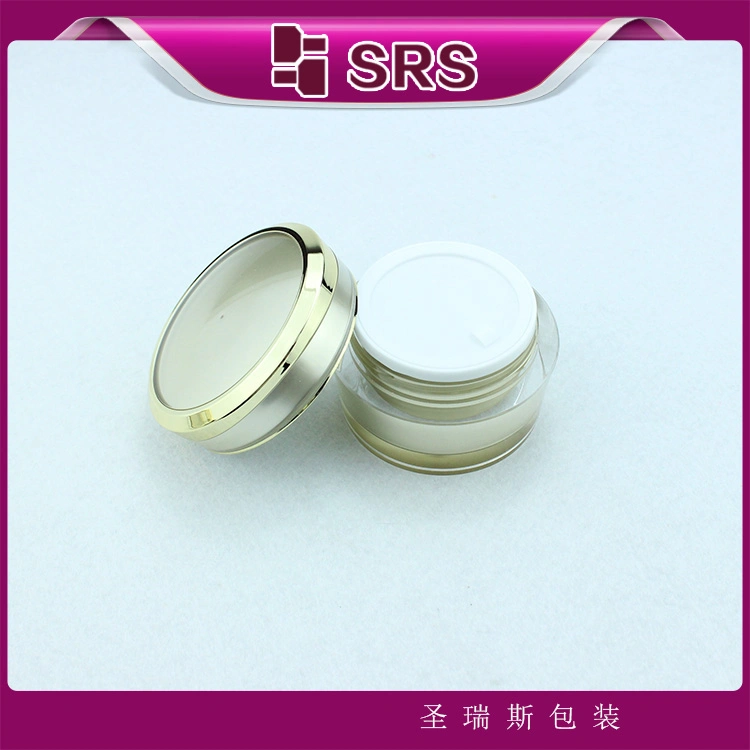 SRS Empty Gold Cosmetics 50ml Plastic Cream Jars with Lid