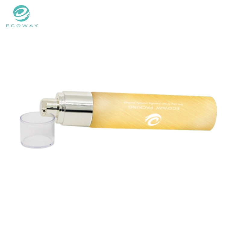 PE 50ml Airless Pump Tube Cleanser Tube Soft Round Yellow Cosmetic Tube
