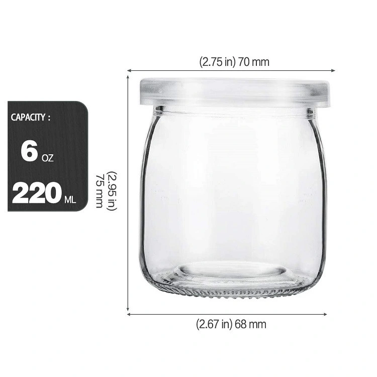 6 Oz Clear Yogurt Jars with PE Lids, Glass Pudding Jars Yogurt Jars