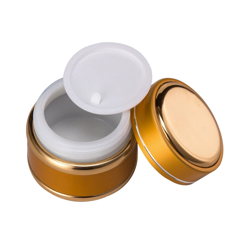 2018 Cosmetic Packaging 5ml 15ml 30ml 50ml Gold Round Aluminum Containers Eyeshadow Hair Product Jars