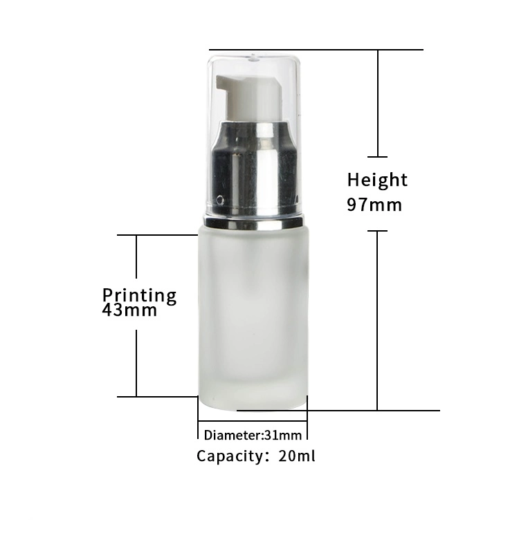 Custom 30ml 50ml 100ml Airless Luxury Bottle White Frosted Airless Pump Lotion Bottle Silver Cap