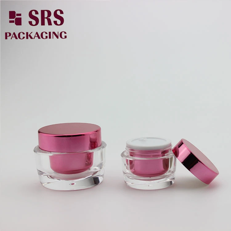 Empty Red 50g Plastic Round Acrylic Cosmetic Jar Packaging