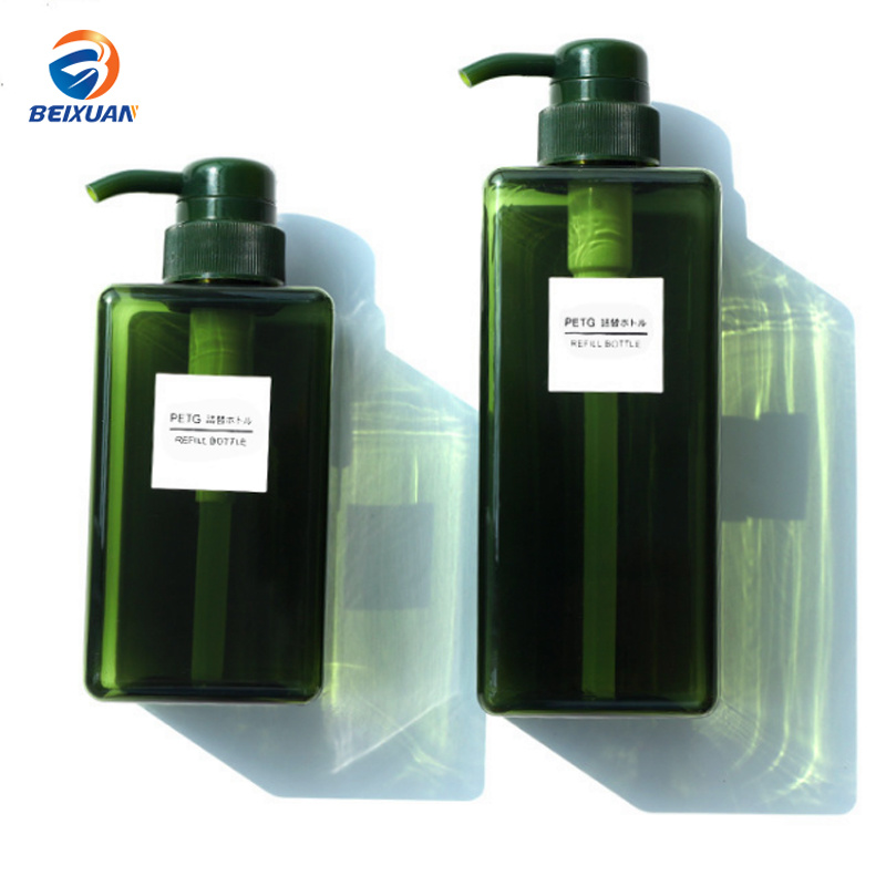 PETG 450ml Square Lotion Shampoo Plastic Bottles Cosmetic Bottles