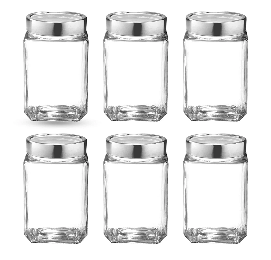 1000ml Square Glass Jars Glass Food Storage Jars for Candy Biscuits