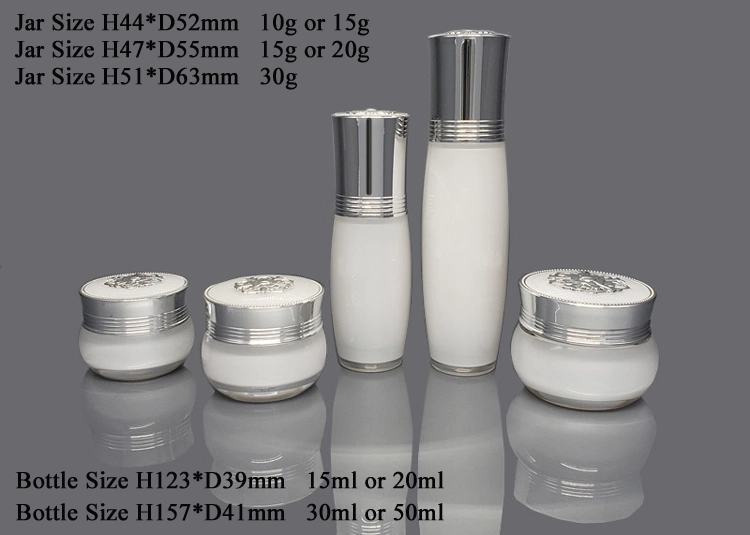 in Stock Cosmetic Packaging 30g Luxury White Cosmetic Cream Jar with Silver Lid