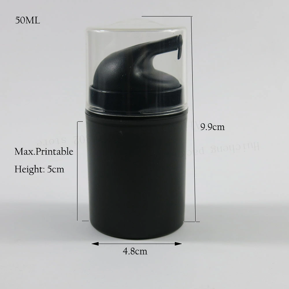 50ml Black Plastic Airless Lotion Pump Bottle Empty Vacuum Pressure Elmusion Travel Cosmetic Containers Packaging
