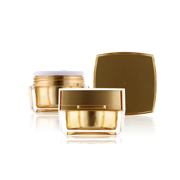 15g 30g 50g Gold Cosmetic Jar Square Acrylic Cream Jar