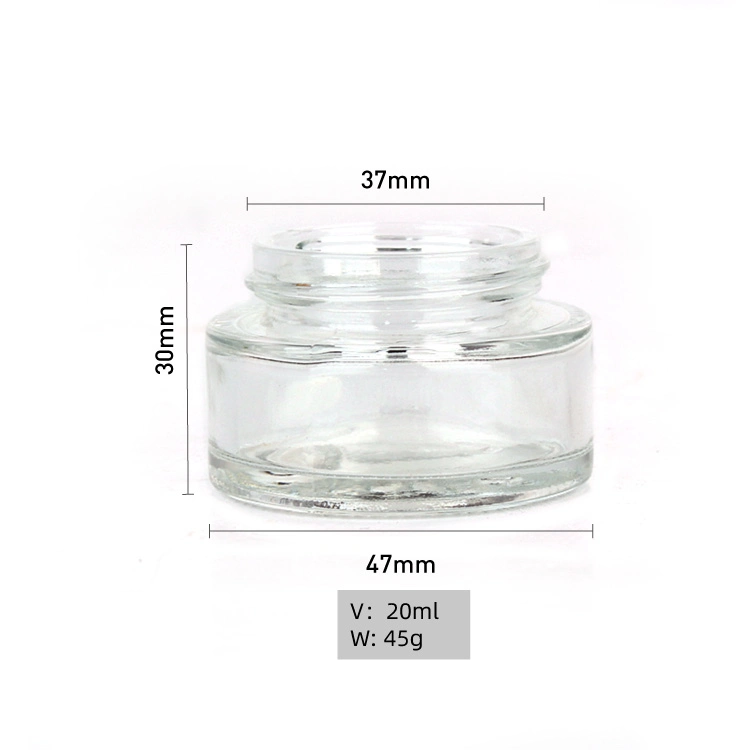 Cosmetic Packaging 20g Clear Round Glass Cosmetic Cream Jar with Bamboo Wood Lid