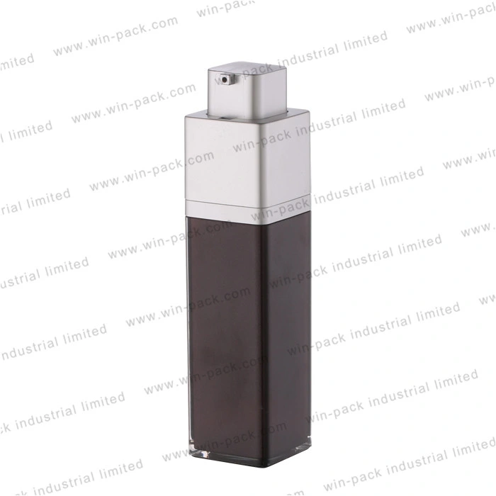 15ml 30ml 50ml Plastic Acrylic Square Airless Cosmetic Pump Bottle with Silver Rotary Pump