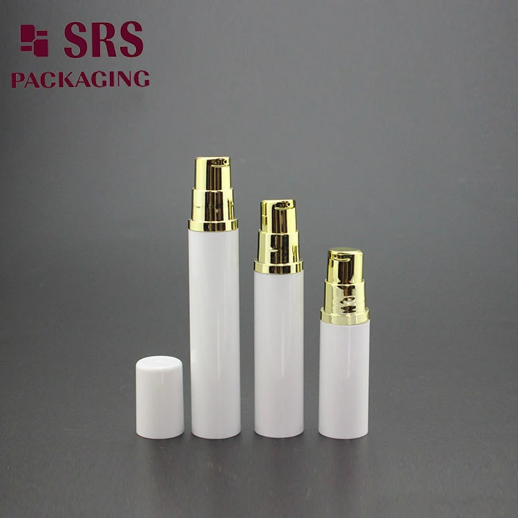 SRS Wholesale Hot Sale Classical Round Shape Customized Gold Cosmetic Packaging Airless Bottles for Cosmetics
