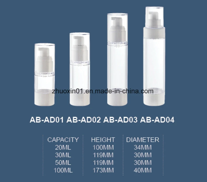 Plastic Pump Bottle 30ml 50ml Skin Care Pump Cosmetic Airless Bottle