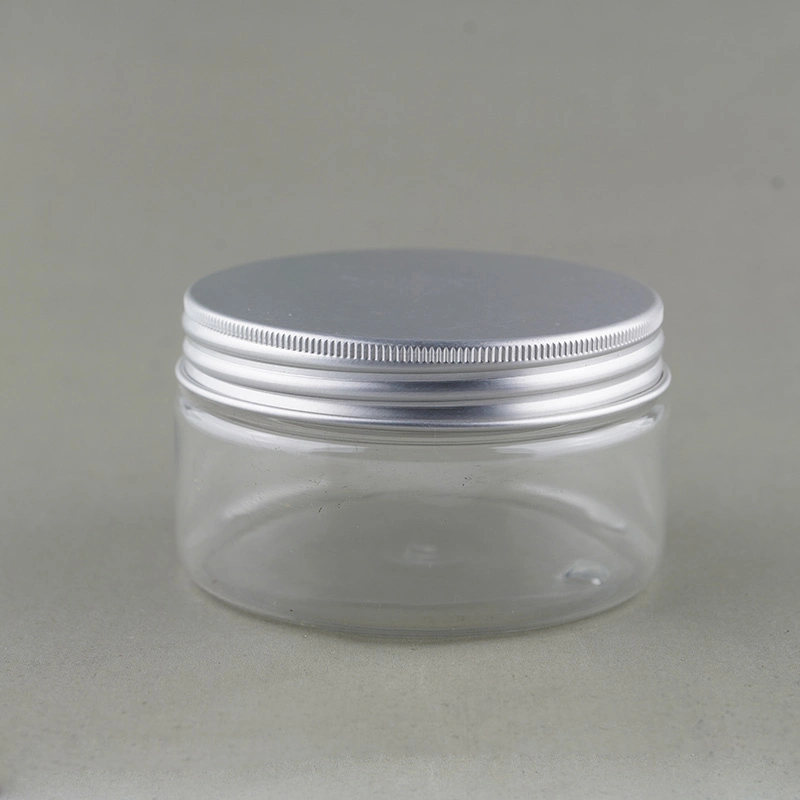 200g Transparent Pet Plastic Cream Jar with Aluminium Cap for Cream