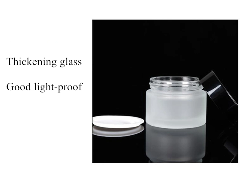 Cosmetic Jars Wholesale 50g Frosted Glass Cream Jar with Aluminum Silver and Gold Cap for Face Cream