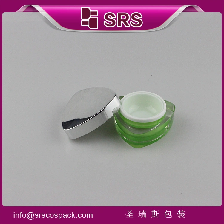 Green Triangle Plastic Empty Cosmetic Custom Jars 50ml with Cap