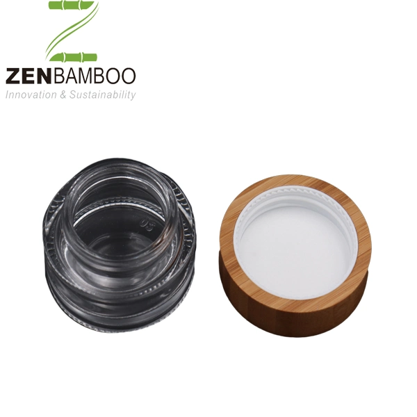 100ml Empty Refillable White Cosmetic Cream Jar Storage Bottle Container with Bamboo Screw Lid