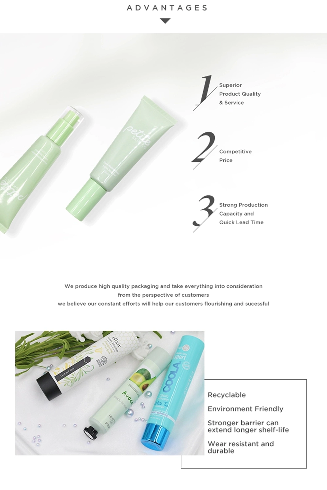 Eco Friendly Empty Tube Container Plastic Packaging Box Tube Cosmetic Lotion Cream Airless Soft Cosmetic Tubes