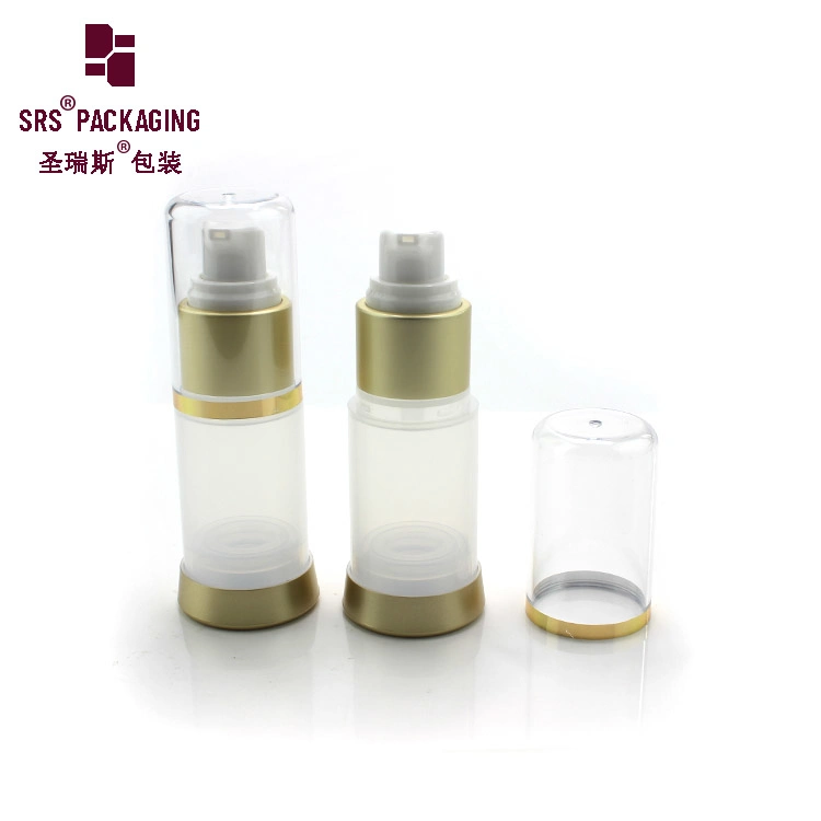 Custom Luxurious Clear and Frosted Cosmetic Refillable Airless Lotion Bottles with Pump