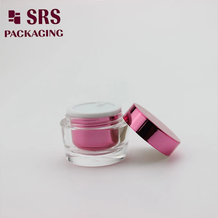 Empty Red 50g Plastic Round Acrylic Cosmetic Jar Packaging