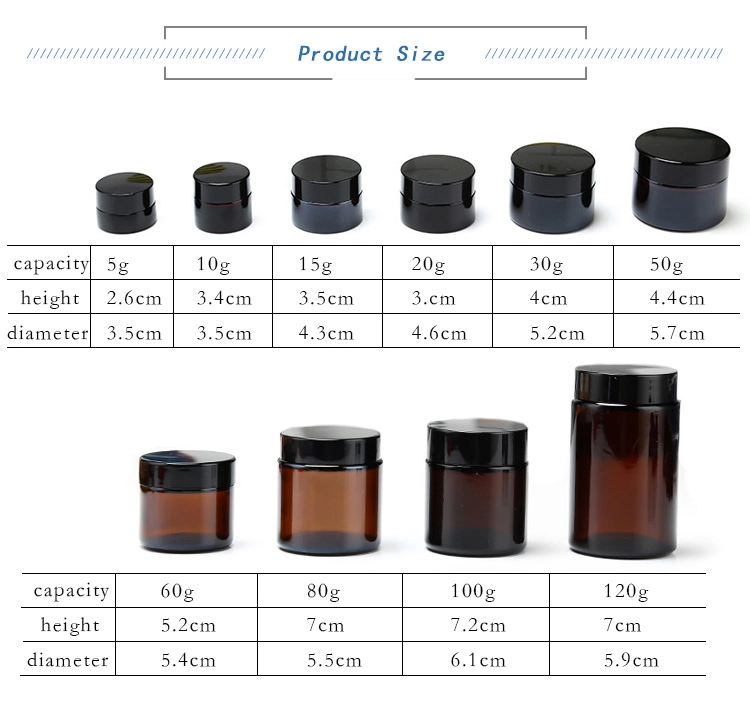 Glass Skin Care Cream Amber Glass Jars for Cosmetic