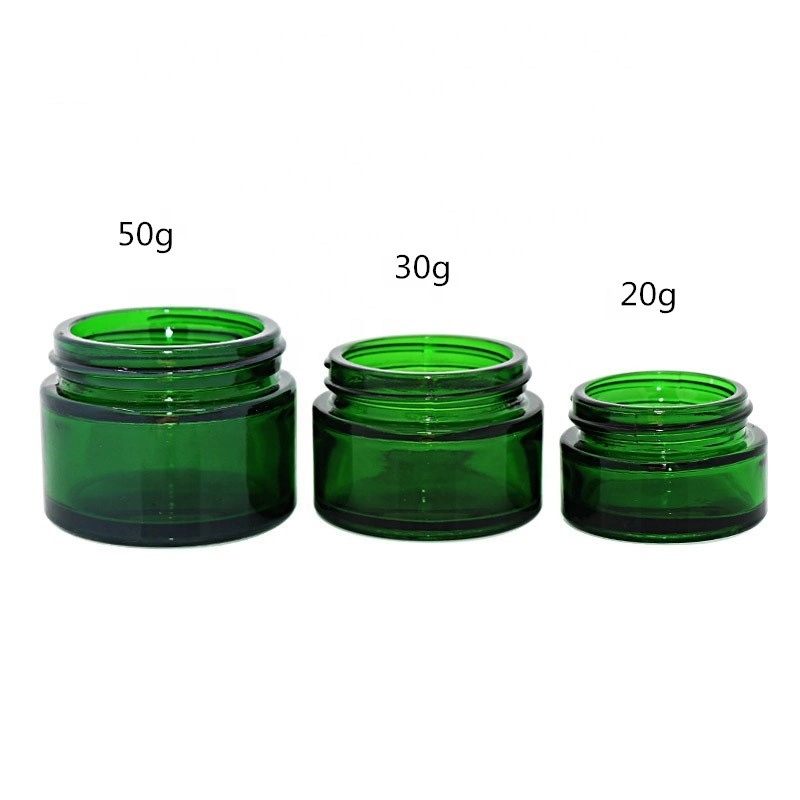 15g 20g 30g 50g Antique Green Painted Empty Round Glass Cosmetic Cream Jar with Lid