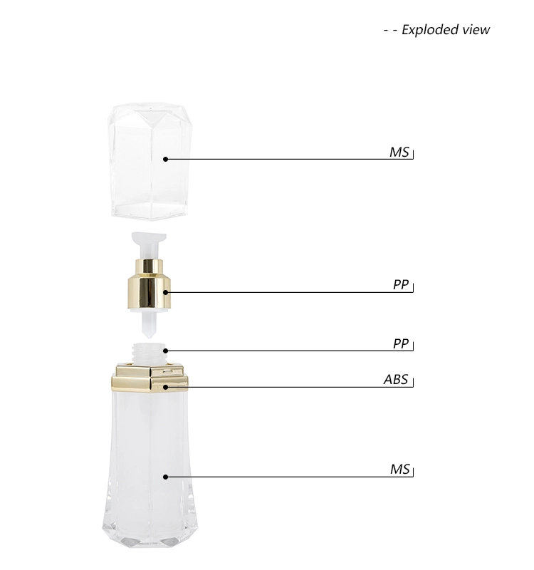 30ml 50ml Ms Unique Shape Cosmetic Airless Pump Bottles