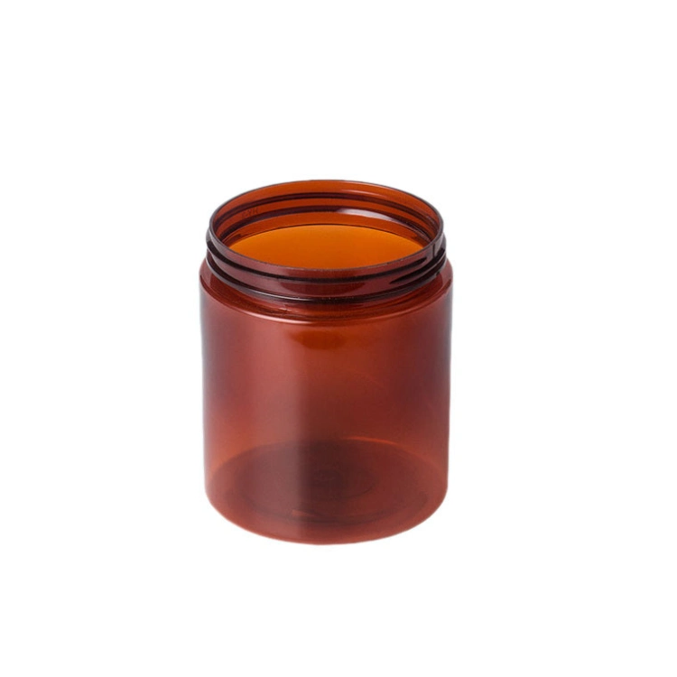 Cosmetic Container Amber Plastic Skincare Cream Jar with Black Cap
