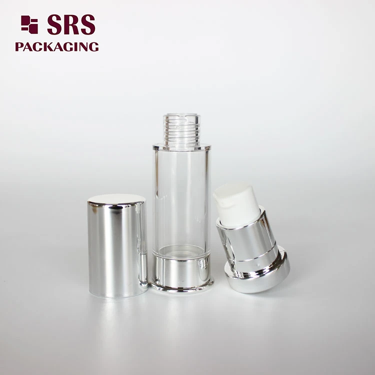 Empty Silver Round Sample 5ml 10ml Airless Cosmetic Containers