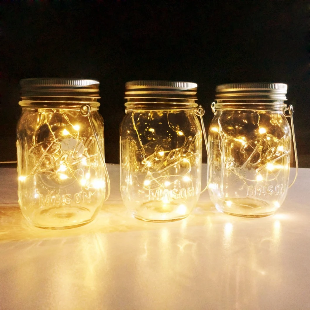 Mason Jar Solar Lights Lanterns Glass Mason Jar for Wedding Garden Glass Craft