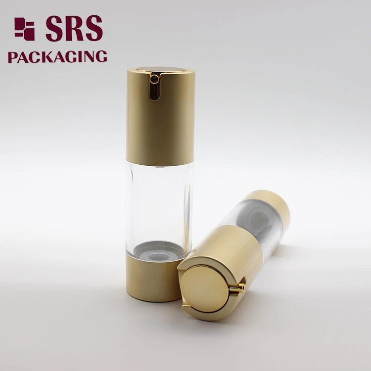 SRS Empty Matt Gold Color 30ml Airless Pump Bottle Cosmetics